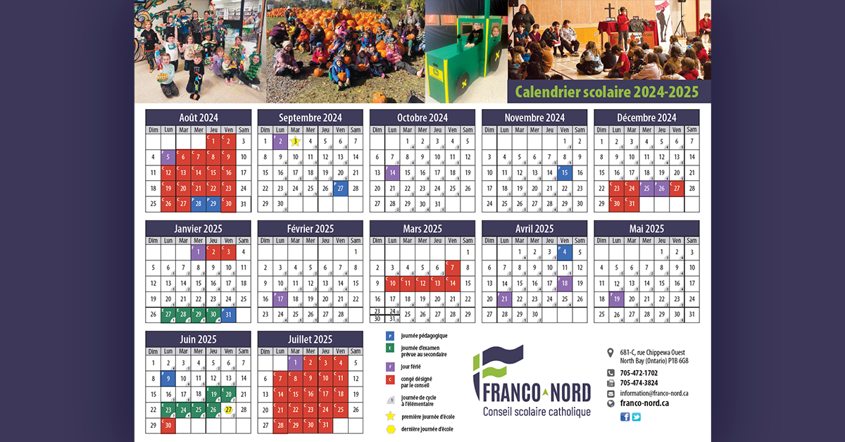 Calendrier scolaire 2024-2025