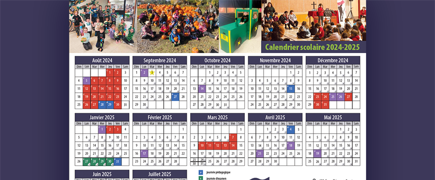 Calendrier scolaire 2024-2025