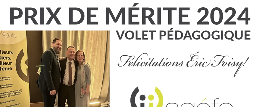 Le surintendant de l’éducation au CSCFN reçoit le prix de mérite pédagogique 2024 de l’AGÉFO