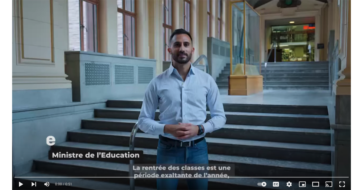 Messages sur la rentrée scolaire du ministre de l'Éducation