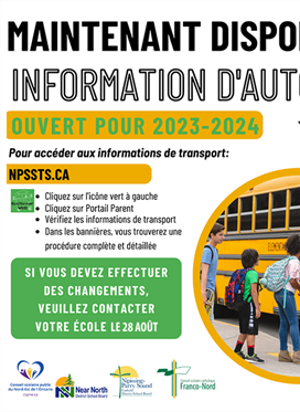 Les renseignements sur le transport scolaire sont...