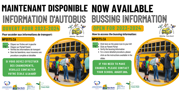 Les renseignements sur le transport scolaire sont maintenant disponibles !