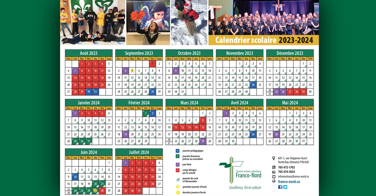 Calendrier scolaire 2023-2024