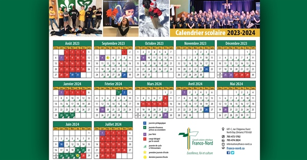 Calendrier scolaire 2023-2024