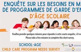Enquête sur les besoins de programmes de garde d’enfants