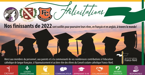 Félicitations à toutes les finissantes et tous les finissants de 2022 !