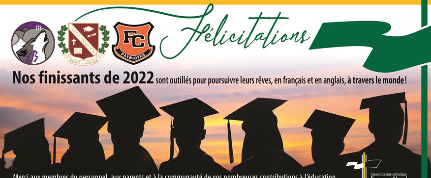 Félicitations à toutes les finissantes et tous les finissants de 2022 !