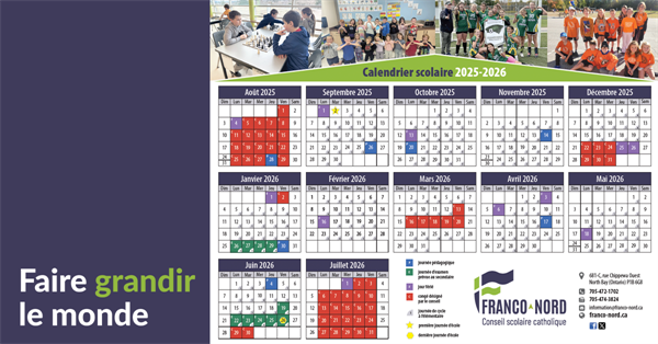 Calendrier scolaire 2025-2026