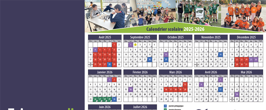 Calendrier scolaire 2025-2026