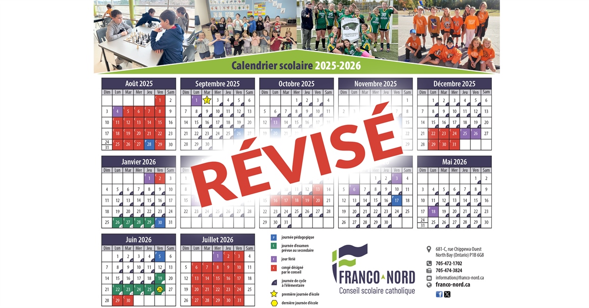 Changement au calendrier scolaire 2025-2026