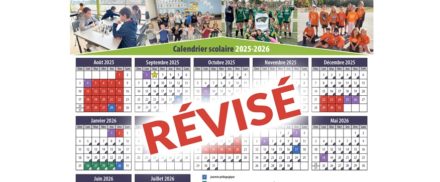 Changement au calendrier scolaire 2025-2026