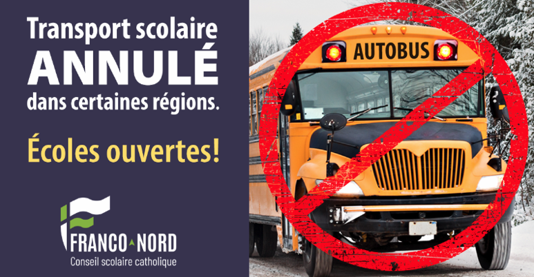 14 janvier - Annulation des transports scolaires à Mattawa et Nipissing Ouest