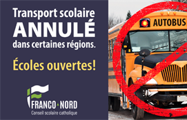19 janvier - Annulation du transport scolaire à Nipissing Ouest, Redbridge et Thorne