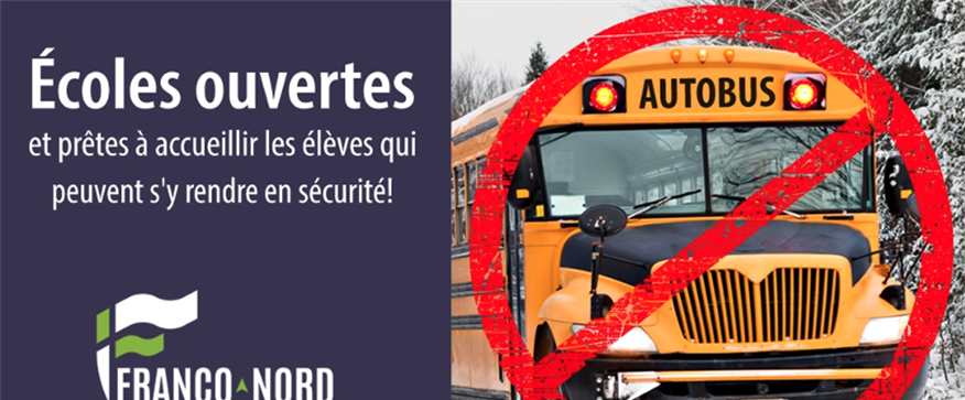 15 avril - Annulation du transport scolaire dans les régions de North Bay, Thorne, Bonfield et East Ferris
